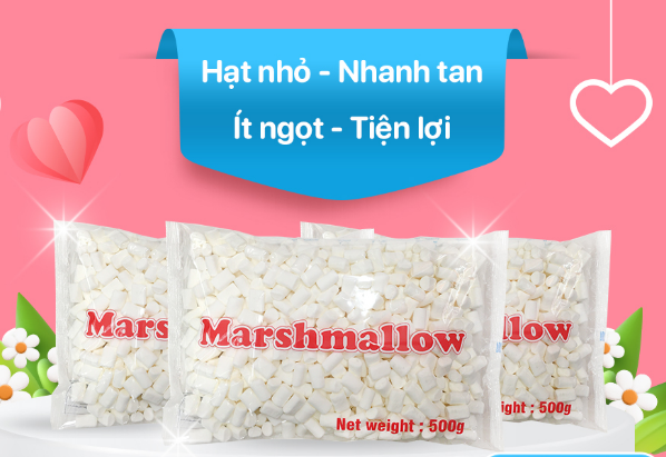 Kẹo Marshmallow Erko viên nhỏ nhanh tan 500g