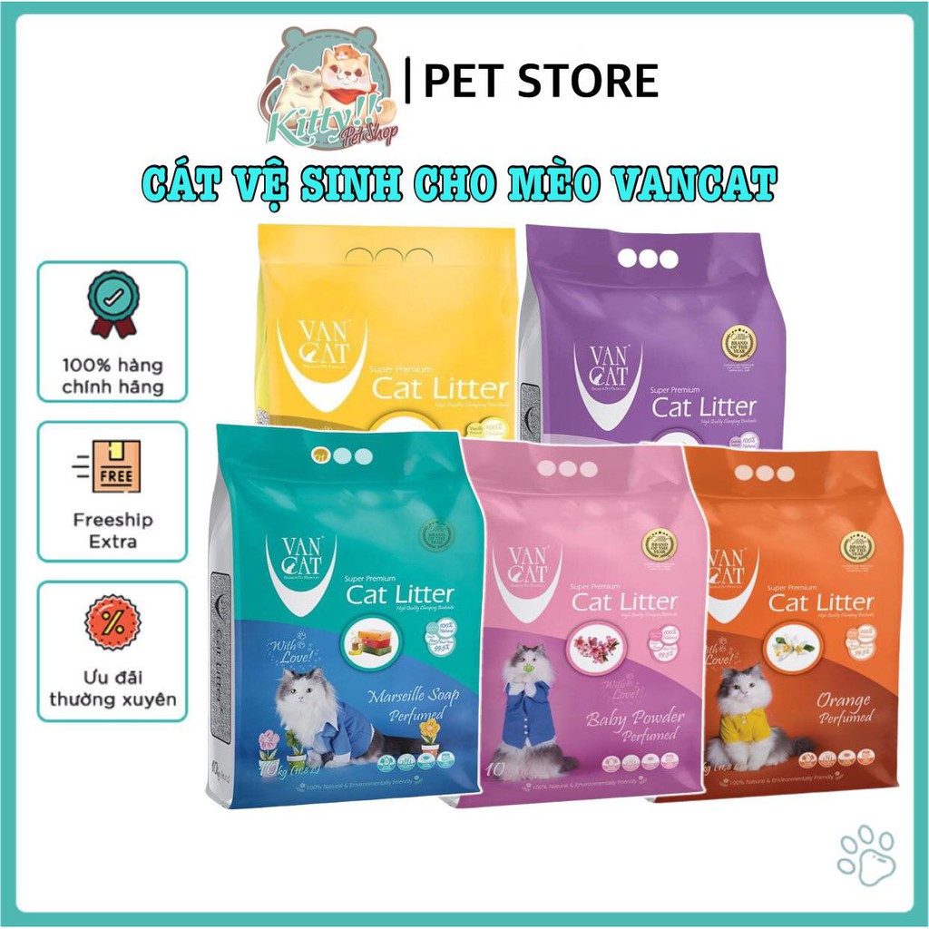 Cát vệ sinh VanCat Cat Litter, cát vệ sinh Thổ Nhĩ Kỳ, cát vệ sinh khử mùi, siêu vón, không bụi - Kitty Pet Shop - Hương Vani