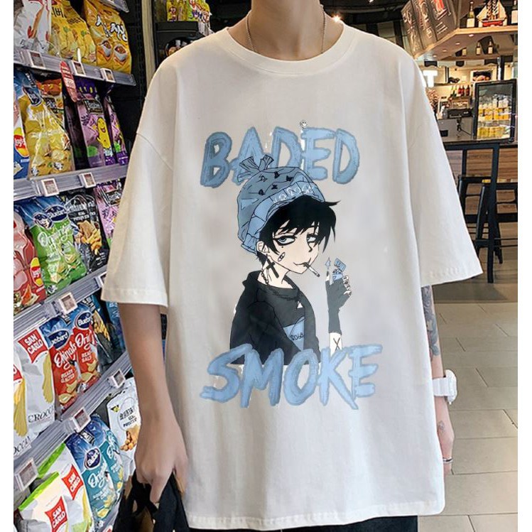 Áo thun, áo phông tay lỡ form rộng oversize anime hoạt hình SMOKE M479 DH