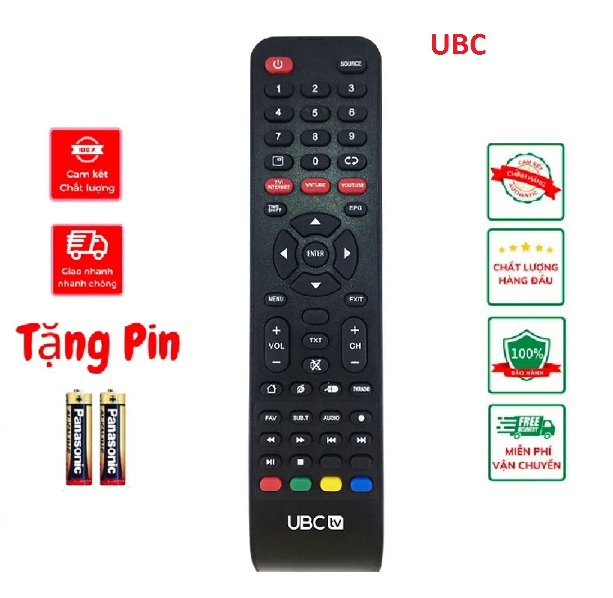 Điều khiển tivi ubc hàng tốt mới 100%, tặng kèm pin !