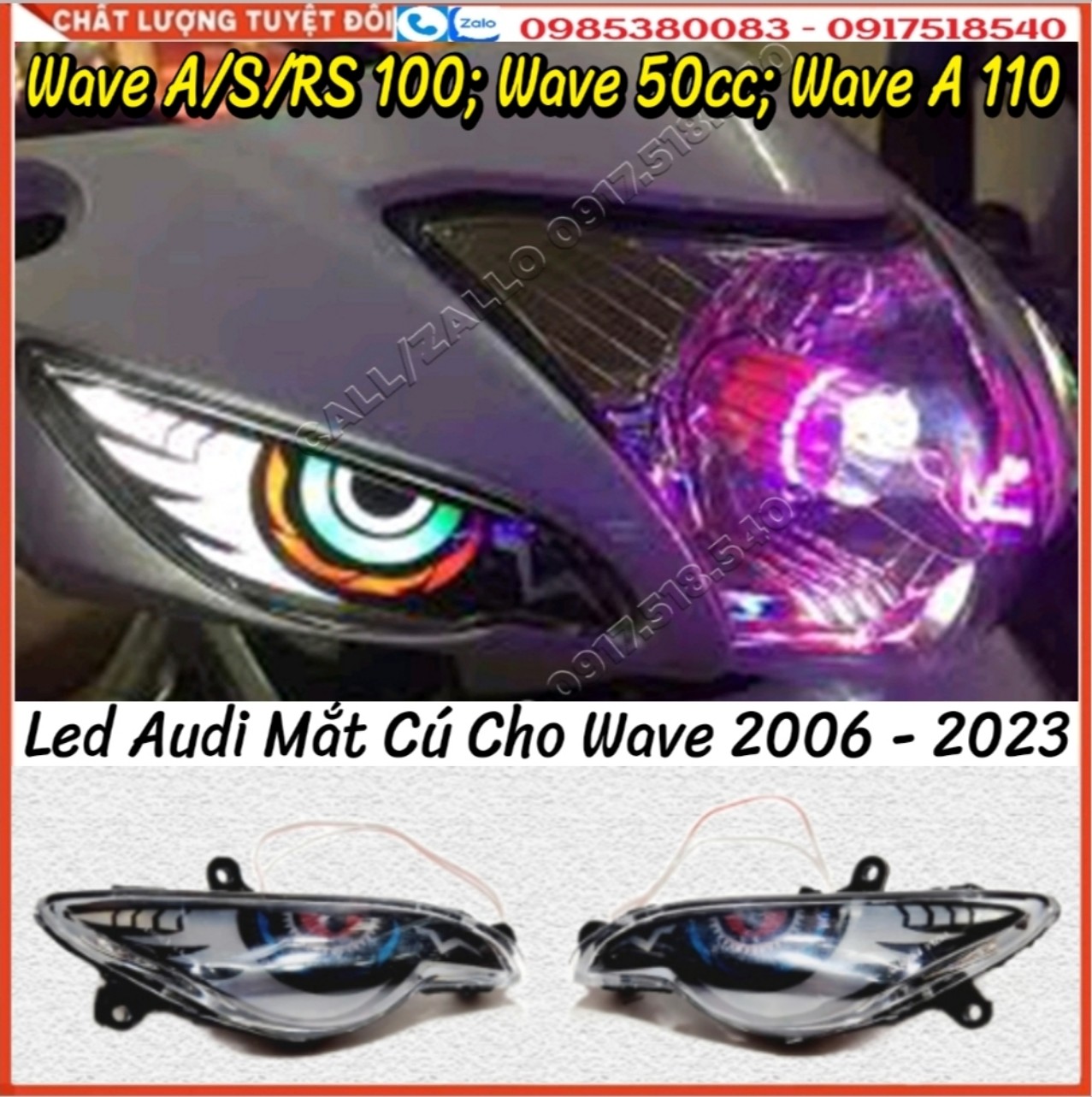 Cặp xi nhan audi gắn sẵn led cho honda wave a/s/rs 100; wave a 110; wave 50cc từ 2006 – 2023