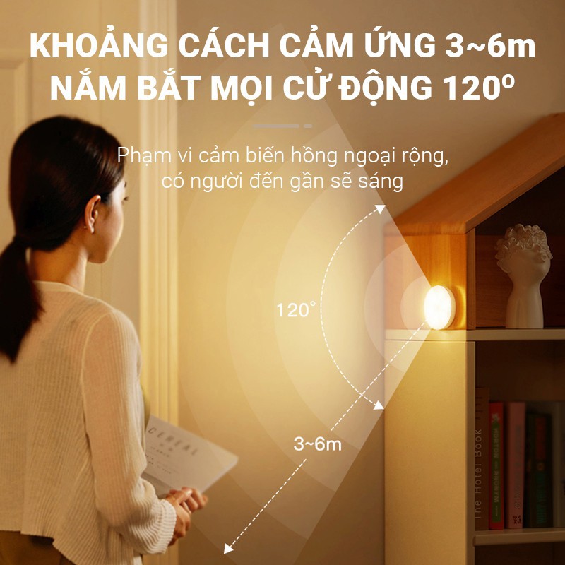 Bóng đèn led dán tường cảm ứng đèn led tủ quần áo đèn phòng tắm cảm biến thông minh đèn led trang trí gắn tường đèn ngủ thông minh cảm ứng chạm dùng pin AAA den led mini decor phòng ngủ led dán tường ánh sáng vàng