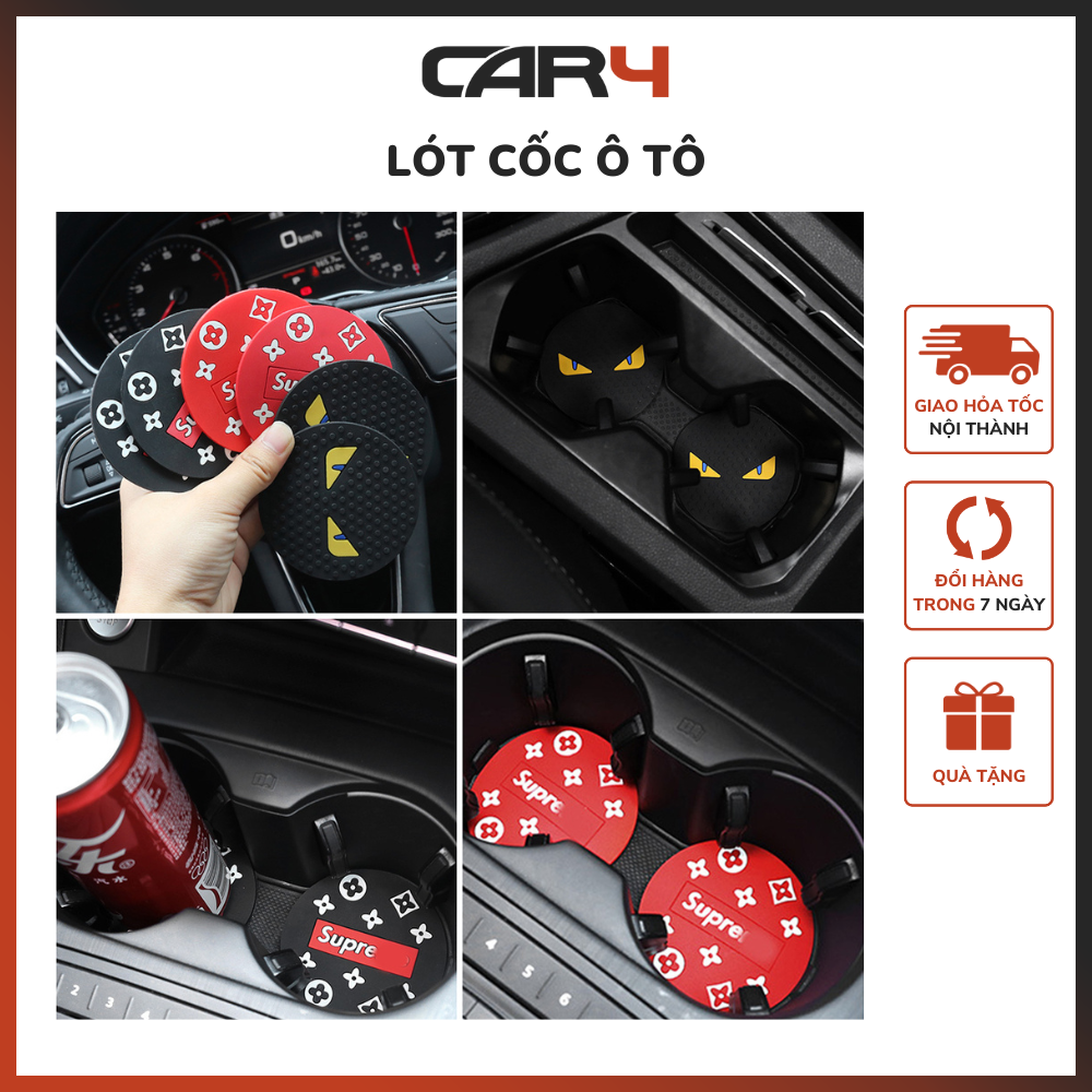 Lót cốc ô tô set 2 miếng trang trí xe độc đáo Car4 -