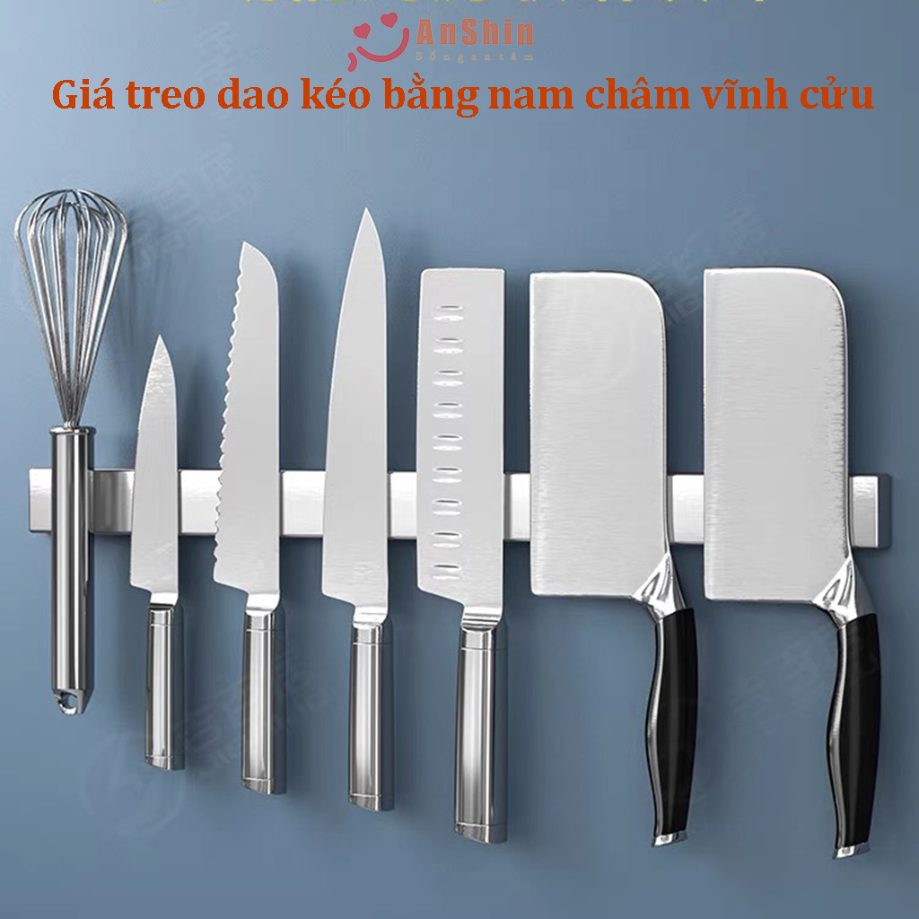 Thanh nam châm treo dao kéo dụng cụ - hộp inox 304 sang trọng - Thanh treo dao - Giá treo dao nam châm - Giá treo dao kéo inox