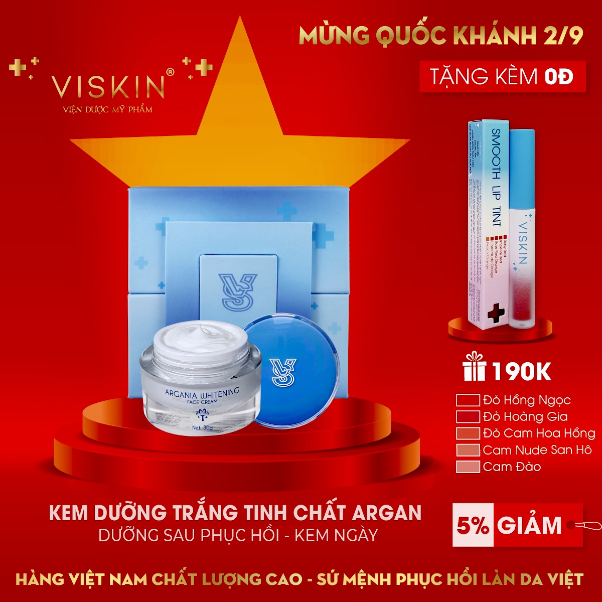 Kem dưỡng trắng viskin tinh chất argan