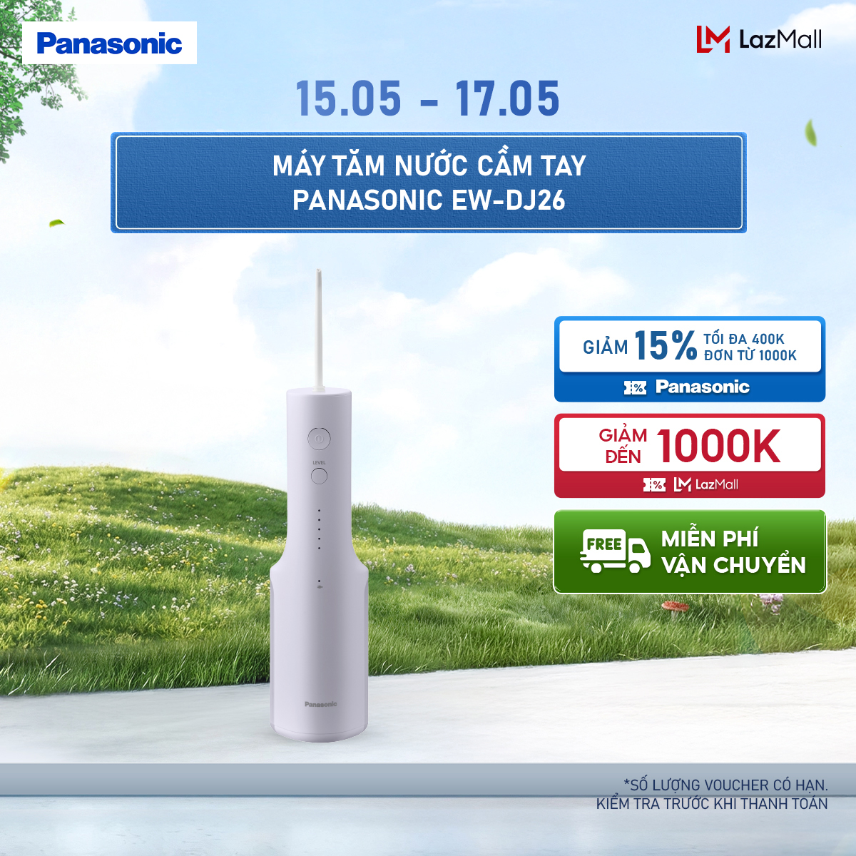 [Chính hãng] Máy tăm nước cầm tay Panasonic EW-DJ26 - Bảo hành 12 tháng