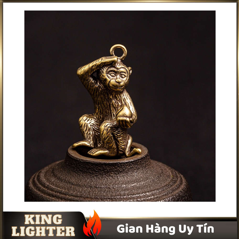 [HCM]Tượng Đồng Phong Thủy Hình Khỉ Trộm Đào Trang Trí Đem Lại May Mắn Móc Khóa Mặt Dây Chuyền (Kích Thước: 3.4cm x 1.8cm)