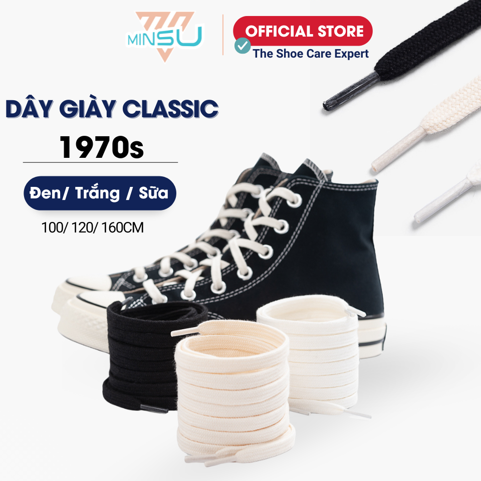 Dây giày classic 1970s cổ cao 160cm và thấp chính hãng minsu m1409 dùng làm dây giày converse - thể thao sneakers - rick owen shoelaces 160cm 120cm