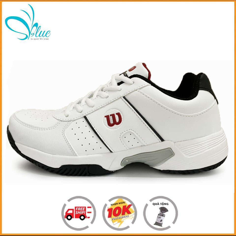 Giày tennis WILSON H mẫu mới dành cho nam màu trắng viền đen, đỏ mẫu mới