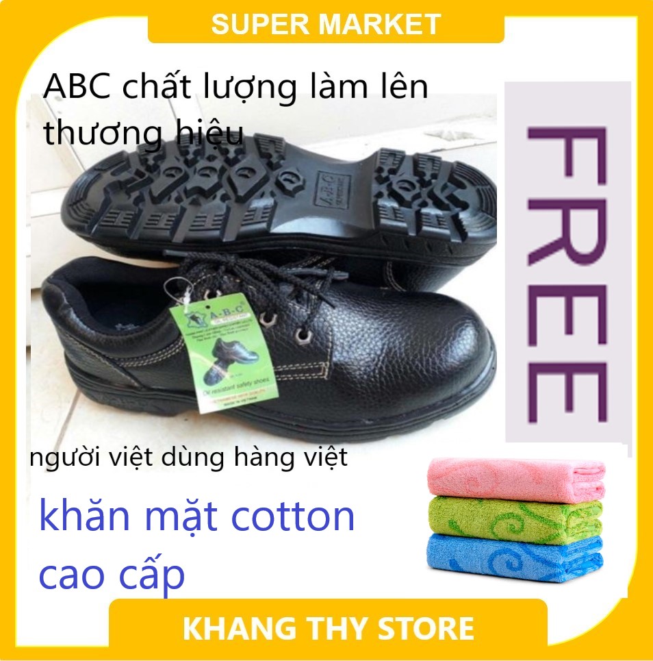 Giầy ABC Mũi Thép, Giầy Bảo Hộ Lao Động Đế Thép,an toàn ,bền bỉ,trắc chắn,bảo vệ đôi chân bạn, - Tặng khăn mặt cao cấp
