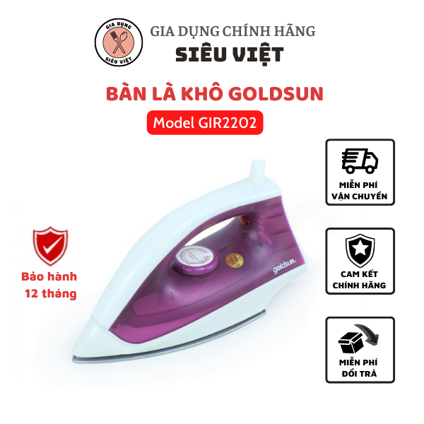 Bàn ủi hơi nước cầm tay goldsun gir2202 - bàn là khô goldsun - bảo hành 12 tháng