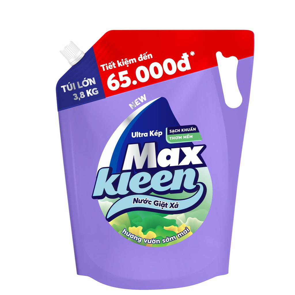 Túi nước giặt xả maxkleen 3.8kg - hương hoa huyền dịu