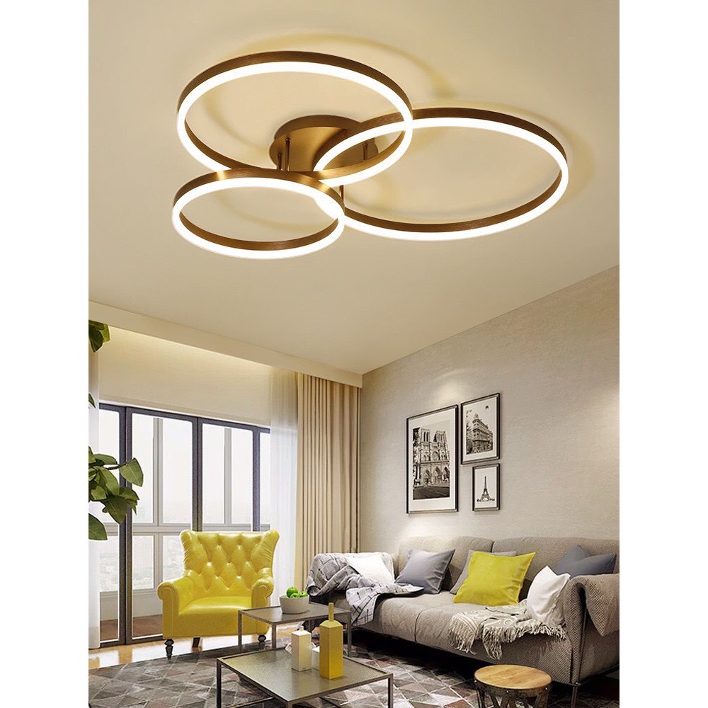 Đèn ốp trần 3 vòng hiện đại decor phòng khách, phòng ngủ 3 chế độ