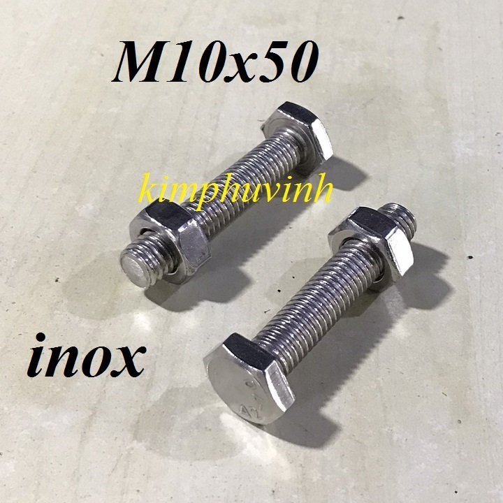 5 bộ - m10x50mm bulong inox - bulon inox 10li - ốc inox 10li