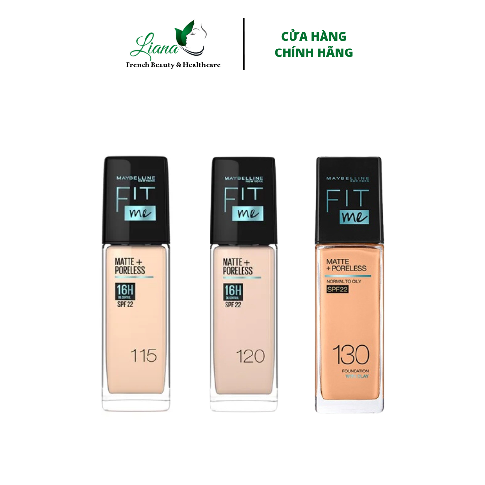 Kem nền maybelline fit me matte+ poreless mịn nhẹ, kiềm dầu chống nắng che phủ tự nhiên spf 22 30ml