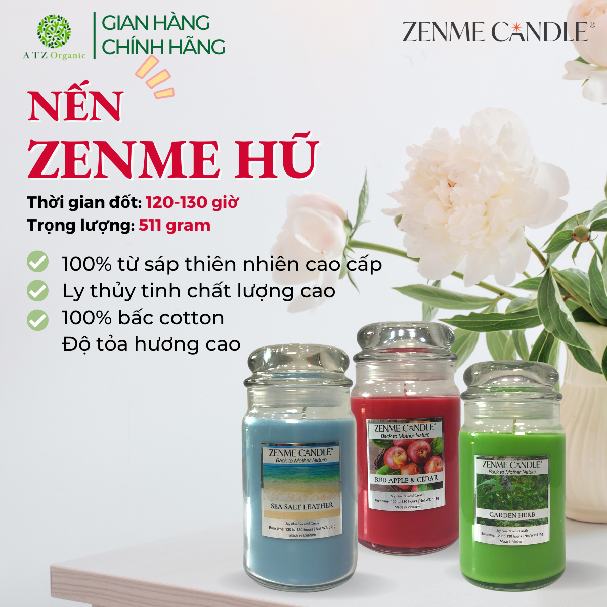 Nến thơm Zenme Hũ