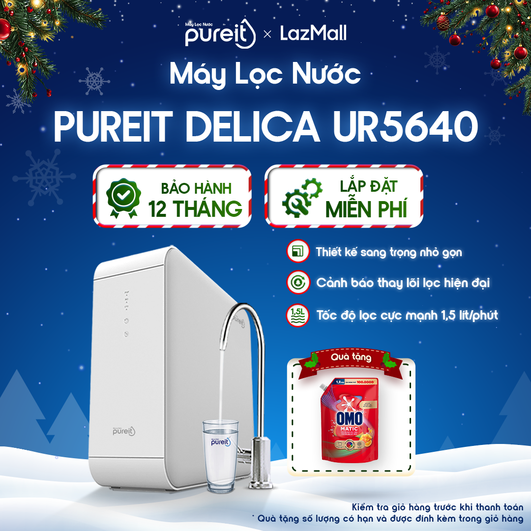 LẮP ĐẶT 0Đ | BẢO HÀNH 12 THÁNG Máy lọc nước Pureit Delica UR5640 Âm tủ bếp thiết kế nhỏ gọn Công suất RO 14,000L gồm 5 bước lọc có Cảnh báo thay lõi lọc & rò rỉ