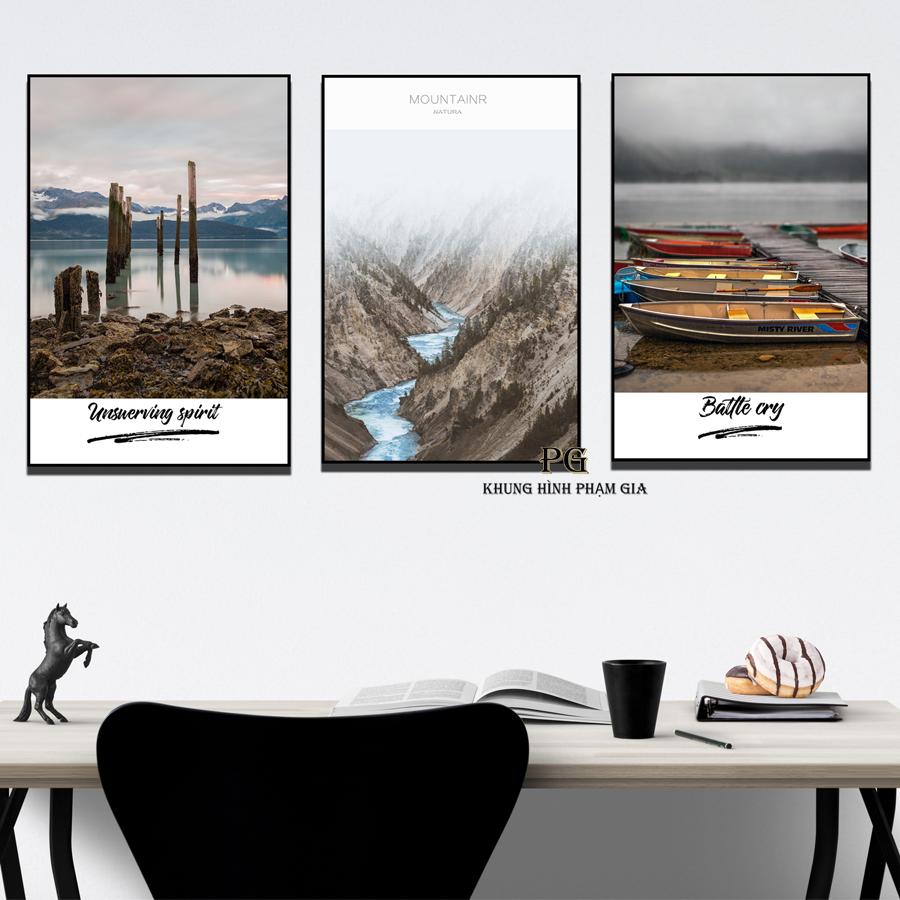 [HCM]Bộ 3 tranh canvas 40x60cm kèm Khung Viền 3D Nổi Bật - Khung Hình Phạm Gia PGTK446