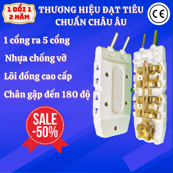 Ổ chia điện sopoka q5t, đầu nối chia điện 2200w, ổ chia 5, đầu nối chia năm, 1 cổng ra 5 cổng, chống vỡ, bảo hành 2 năm 1 đổi 1