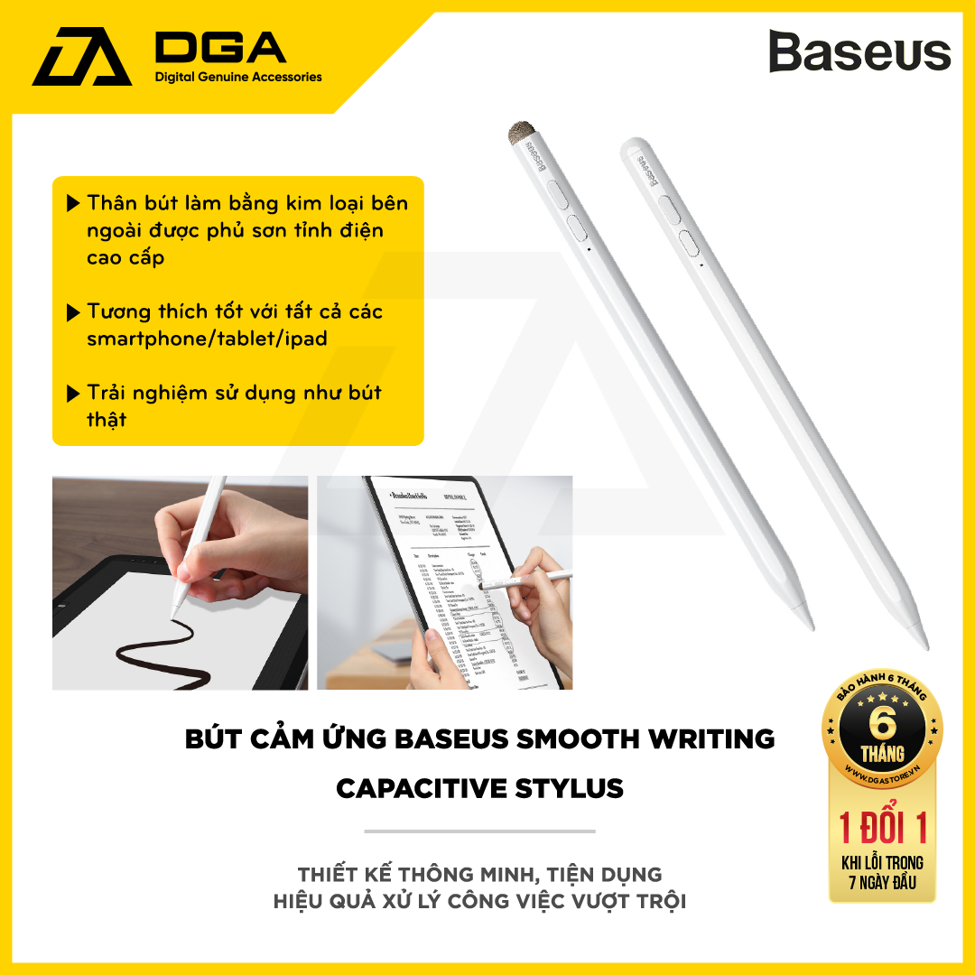 Bút cảm ứng Baseus Smooth Writing Capacitive Stylus dùng cho iPad Pro Smartphone Tablet Android