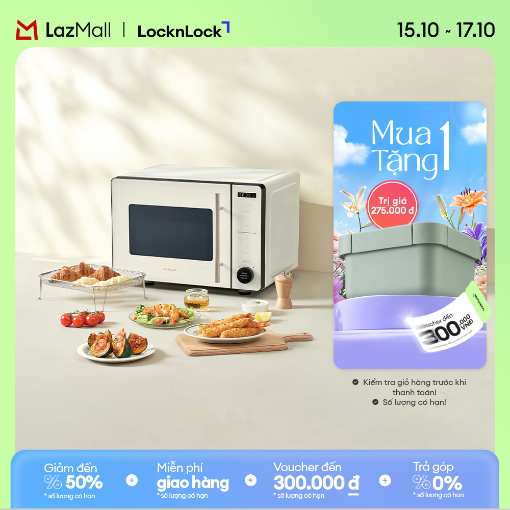 Locknlock Rangefryer Ejf294Ivy Oil-Free Fryer Combined with Microwave Oven - 2-Year Warranty - Genuine Product