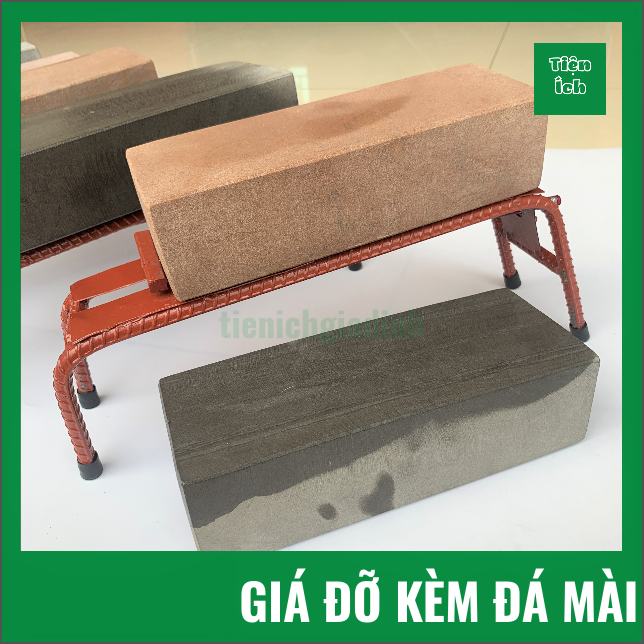 Combo giá đỡ đá mài dao kèm đá mài dao bùn tự nhiên kích thước 22cm đến 28cm