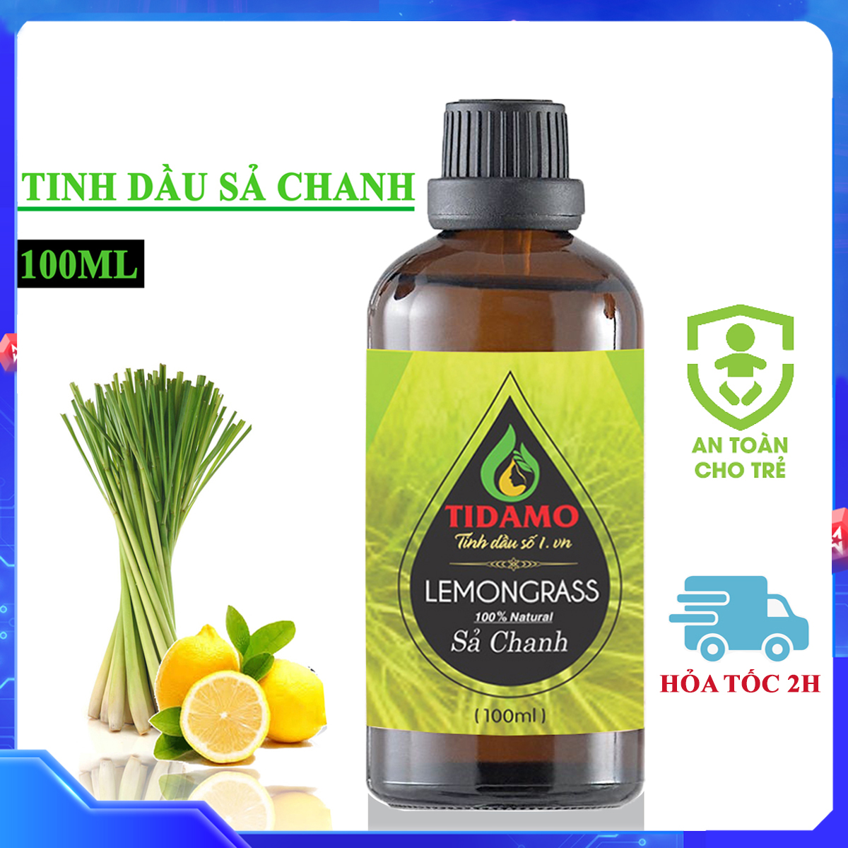 Tinh Dầu Xông Phòng Sả Chanh 100ML Nguyên Chất Nhập Khẩu - Tinh dầu Sả Chanh Giúp Bảo Vệ Sức Khỏe, Kháng Khuẩn, Đuổi Muỗi Và Thư Giãn Tinh Thần
