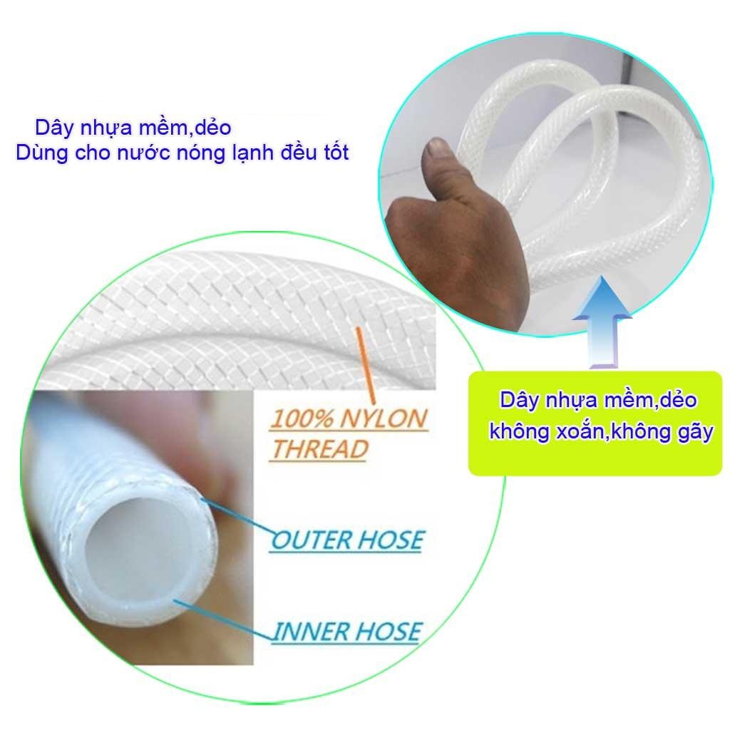 Dây cấp nước tán nhựa, dây vòi sen tắm, dây vòi xịt vệ sinh nhựa 1.4m