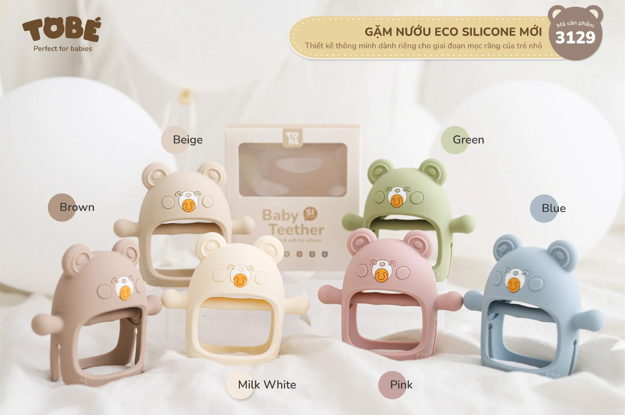 Gặm nướu eco silicone tobe xoa dịu cơn đau răng, ngứa lợi tức thời cho bé 3m+