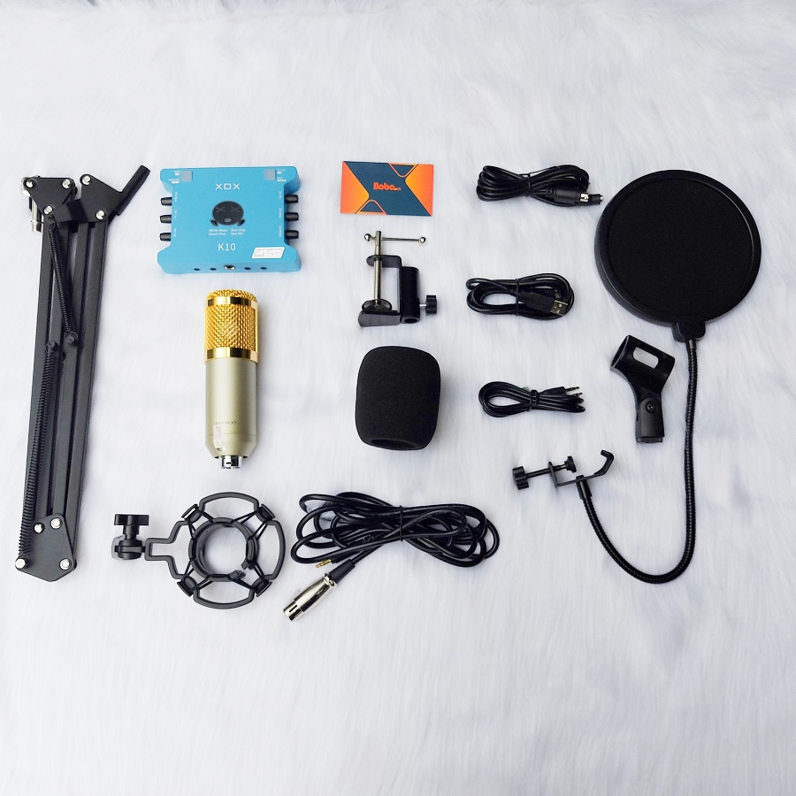 [HCM][HÀNG CHẤT LƯỢNG] COMBO THU ÂM LIVESTREAM BM900-SOUND CARD XOX K10 BẢN MỚI NHẤT KÈM CHÂN+LỌC+DÂY 3 LIVESTREAM .hát karaoke hát live stream. loại bỏ tạp âm hiệu quả cao.Kết nối với máy tính qua cổng USB tiện lợi và dễ sử dụng.BH 12 T