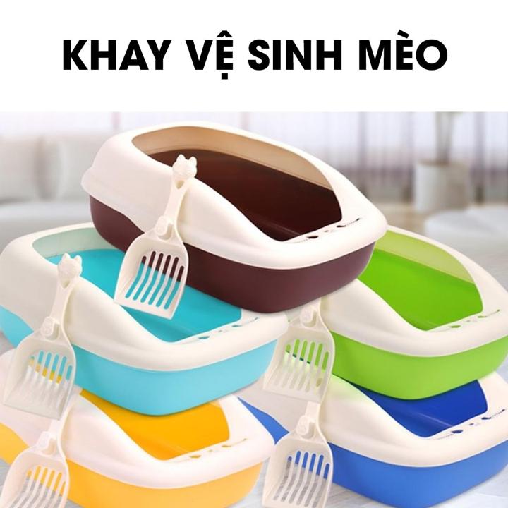 Giá siêu rẻ- Khay đựng cát vệ sinh cho chó, mèo tặng kèm xẻng, có nắp dễ vệ sinh, sạch sẽ, 40*29*13,5 cm