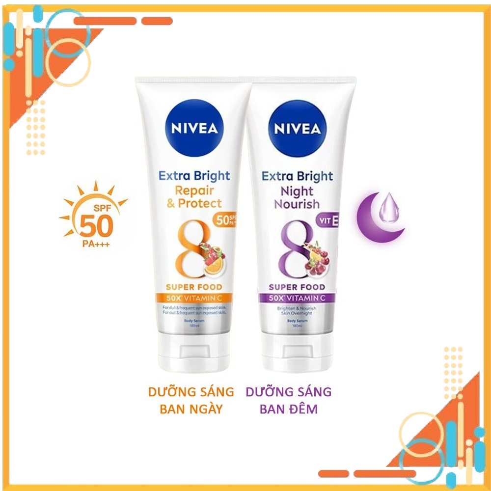 Tinh chất dưỡng thể dưỡng trắng da ngày và đêm Nivea 180ml