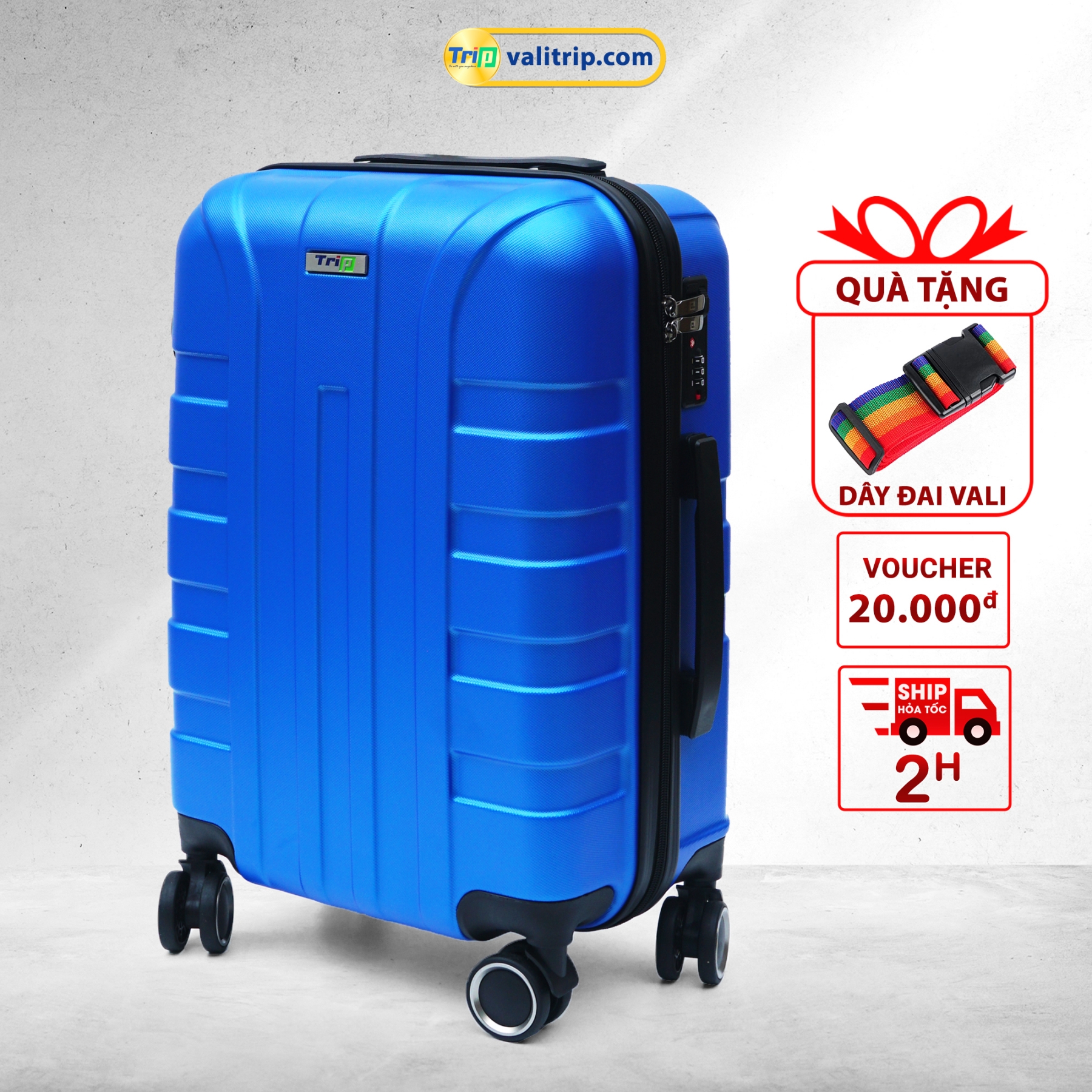 MIỄN PHÍ SHIP - TẶNG DÂY ĐAI - Vali nhựa TRIP P12 Size 20inch - Bảo hành 5 năm
