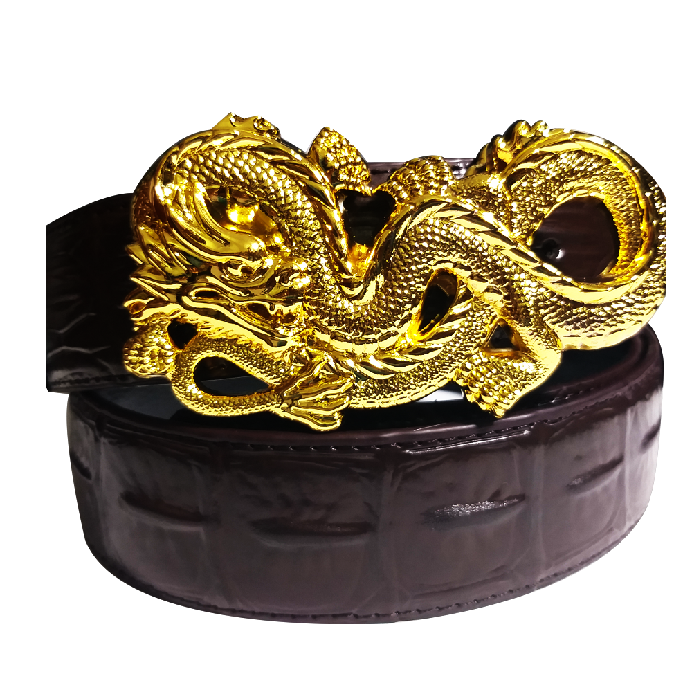 Thắt lưng nam da công nghiệp 2 lớp vân cá sấu đầu khóa hình RỒNG VÀNG ẨN MÌNH  độc đáo bền đẹp.CÓ VIDEO SẢN PHẨM
