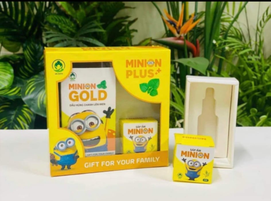 Bộ dầu húng chanh Minion Gold 30ml - Sáp ấm MINION PLus phòng ngừa ho khàn, sổ mũi, bôi vết thương côn trùng cắn