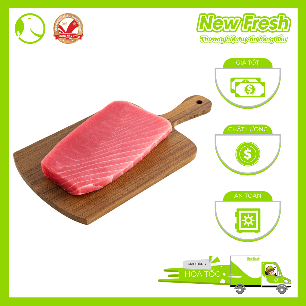 [HỎA TỐC HCM] Cá Ngừ Đại Dương Saku 3A (Phần Thăn Lưng) màu đỏ tươi, thịt dẻo nạc cao - Túi 1Kg