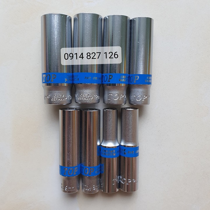 Bộ tuýp mở bulong 1/4 inch thân dài hãng TOP 8 chi tiết từ 6mm – 13mm, Bo tuyp, Bộ khẩu, Bộ khẩu mở siết ốc, Bộ khẩu vặn ốc, Bộ tuýp TOP, Bộ khẩu tuýp, bộ tuýp sửa xe máy, Bộ điếu, Bo dieu