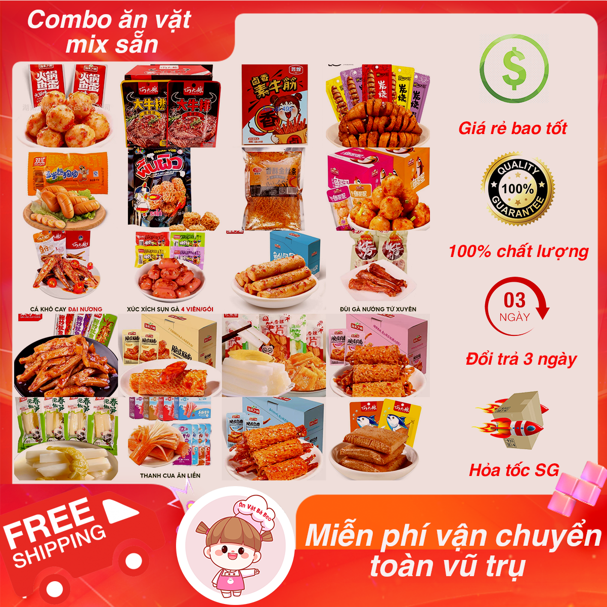Bánh mix + Ăn vặt mặn kèm nước uống - Ăn vặt nội địa Trung - Ăn vặt Bà Beo
