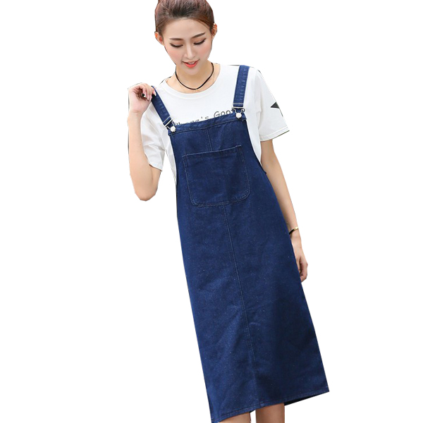 Đầm yếm jean form dài d768