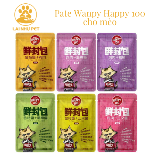 Pate wanpy happy 100 cho mèo 70g- pate cho mèo lai nhự pet