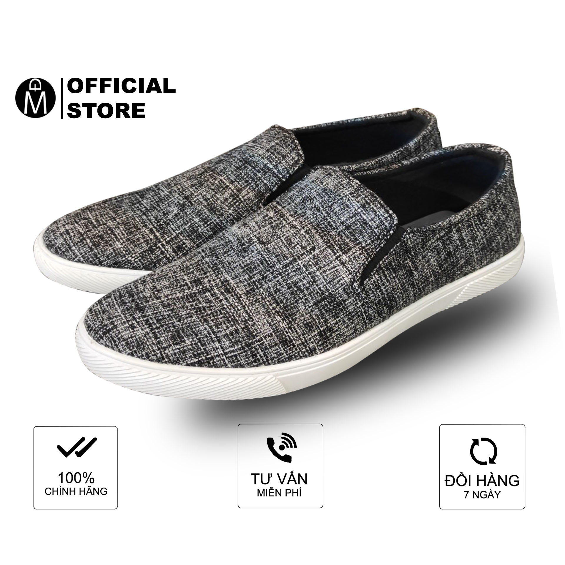 Giày lười nam - Giày mọi vải nam Màu Xám G216 - Giày nam