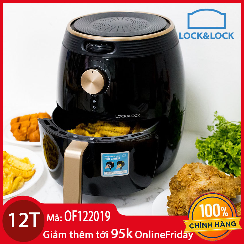 Nồi chiên không dầu lock&lock dung tích 3.5 lít công suất 1500w ejf368blk bảo hành 12 tháng