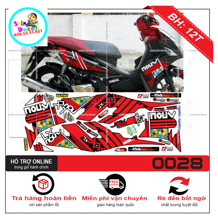 TEM XE NOUVO 4 NV LX (TEM RỜI NOUVO 4 LX) GIỐNG ZIN ĐỎ ĐEN