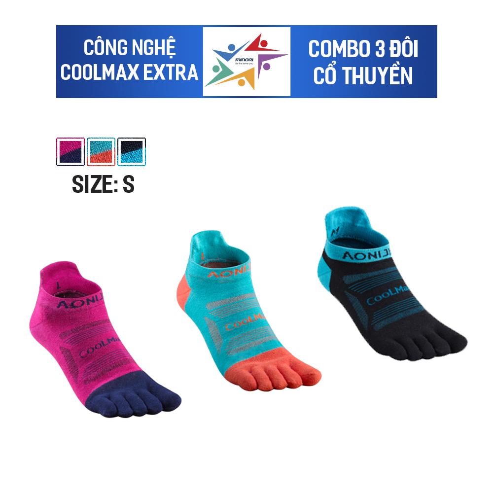 Combo 3 đôi vớ tất xỏ ngón thể thao cổ thuyền aonijie e4801 chạy bộ chạy trail marathon đạp xe