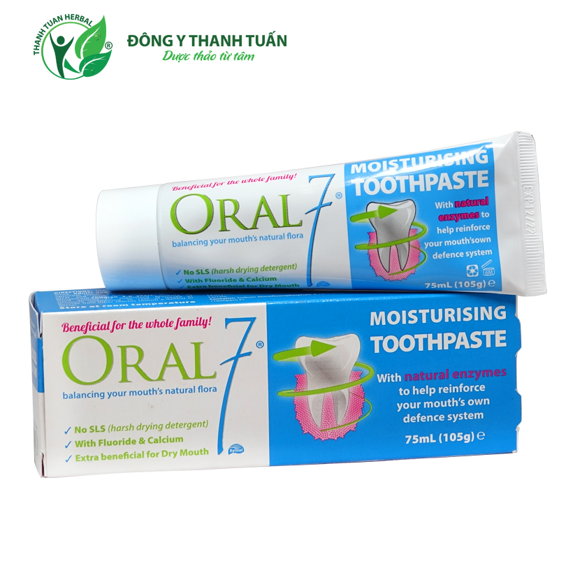 Kem đánh răng GIỮ ẨM MIỆNG ORAL7 Moisturising Toothpaste 75ml - Dành cho cho bệnh nhân hôi miệng do khô miệng, người dùng răng giả, người thở bằng miệng khi ngủ