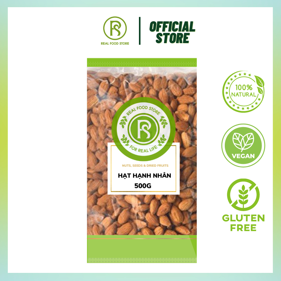 Túi hạt hạnh nhân real food store 500g