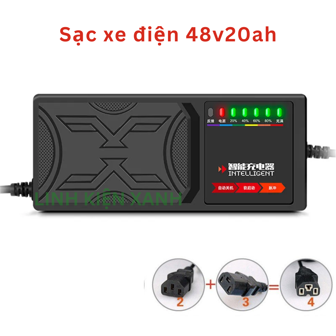 Sạc Xe Đạp Điện 48V20AH Chống Phồng Bình (xe ninja, 133S, Pega, Zomer, Vespa... Xe 4 Bình Ắc Quy)