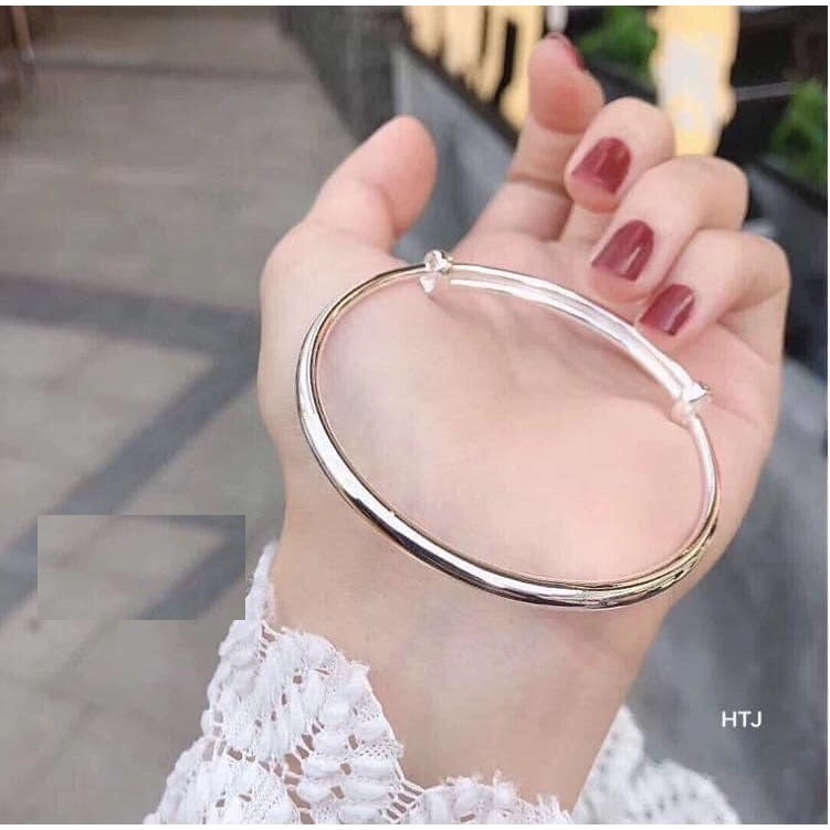 Vòng tay bạc người lớn, kiểu dáng kéo mở to nhỏ, loại cứng, hàng bóng đẹp