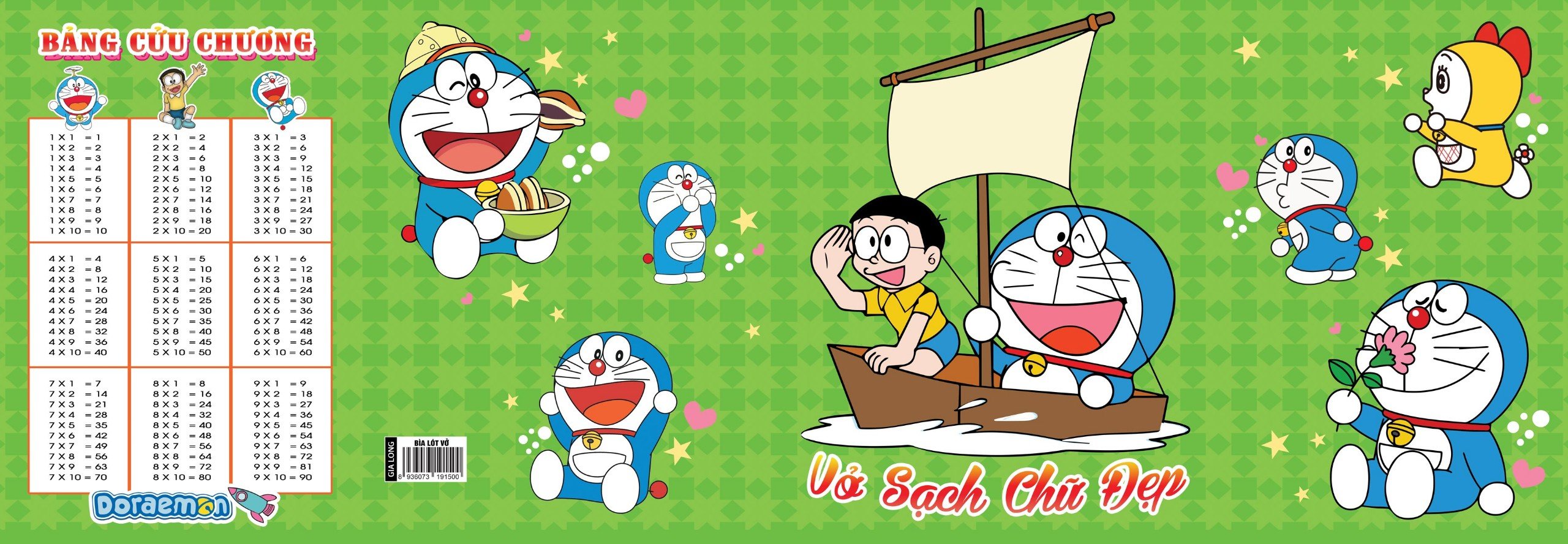Bìa kê tay bao tập học sinh, Bìa lót tập nhiều mẫu hoạt hình Doraemon, thú dễ thương