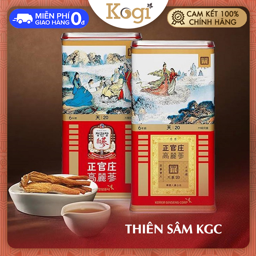 [CHÍNH HÃNG]Thiên sâm chính phủ khô nguyên củ 6 năm tuổi Hàn Quốc KGC hộp thiếc 150g,20PCS,7 củ, Kogi Ginseng - Hỗ trợ tăng sức đề kháng, bồi bổ cơ thể, giảm sự mệt mỏi